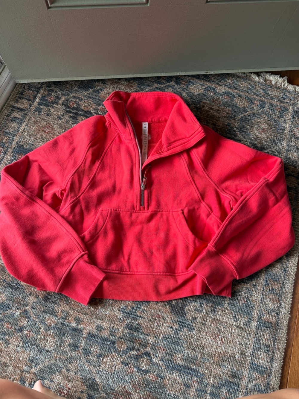 Lululemon scuba Half-Zip Fleece Pullover - Bright red gently used a little faded